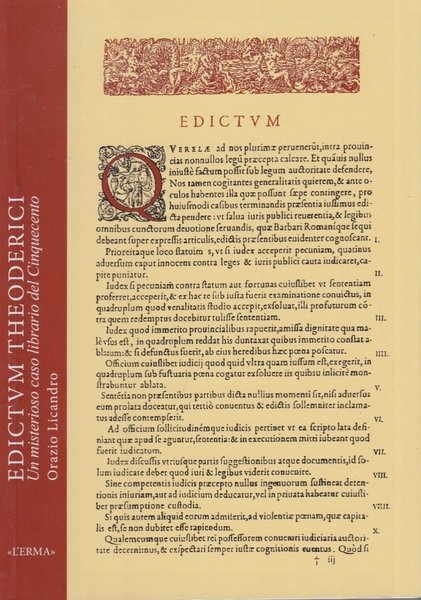 Edictum Theoderici. Un misterioso caso librario del Cinquecento