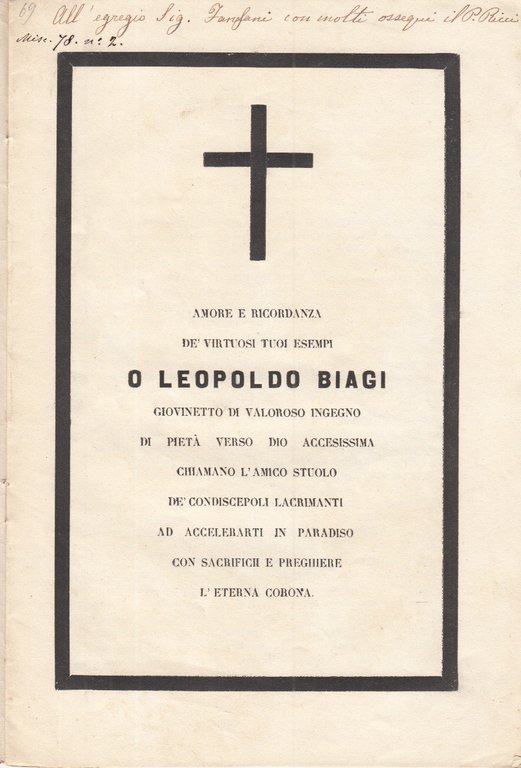 Amore E Ricordanza De' Virtuosi Tuoi Esempi O Leopoldo Ricci …