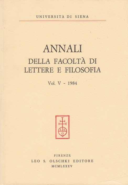 Annali della facolt di Lettere e Filosofia dell'universit di Siena …