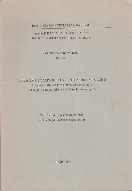 Autorità E Libertà Nelle Costituzioni Cappuccine Un Contributo Per La …