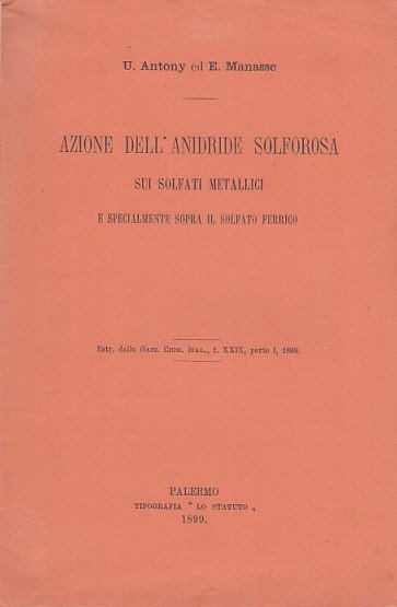 Azione Dell'anidride Solforosa Sui Solfati Metallici E Specialmente Sopra Il …