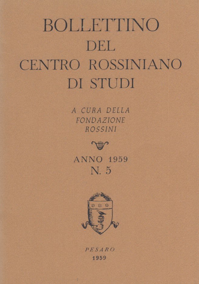 Bollettino del centro rossiniano di studi. Anno 1959, 5