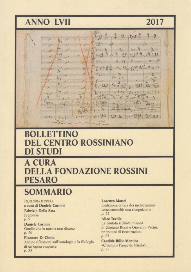 Bollettino del centro rossiniano di studi Anno LVII 2017