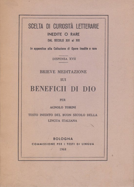 Brieve meditazione sui benefici di Dio per Agnolo Torini da …