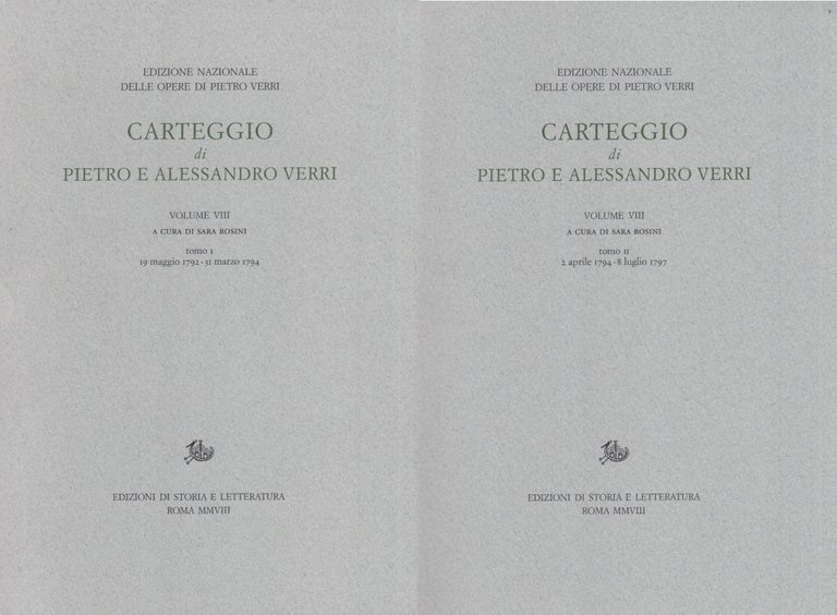 Carteggio di Pietro e Alessandro Verri