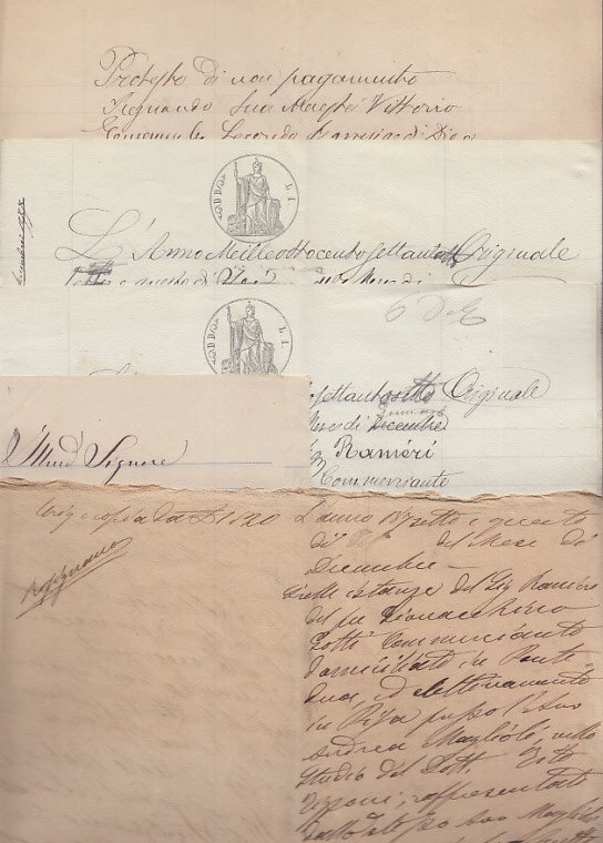 Citazione In Giudizio E Protesto Di Pagamento Manoscritti 1878 Di …
