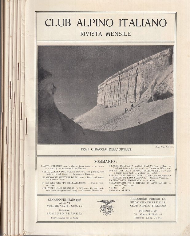 Club Alpino Italiano Rivista mensile Gennaio - Dicembre 1928 Anno …