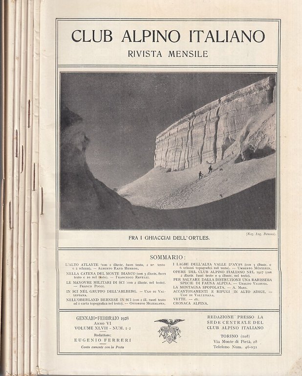 Club Alpino Italiano Rivista mensile Gennaio - Dicembre 1928 Anno …