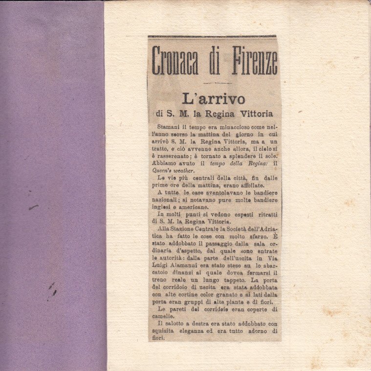 Cronaca Di Firenze L'arrivo Di S.m. La Regina Vittoria