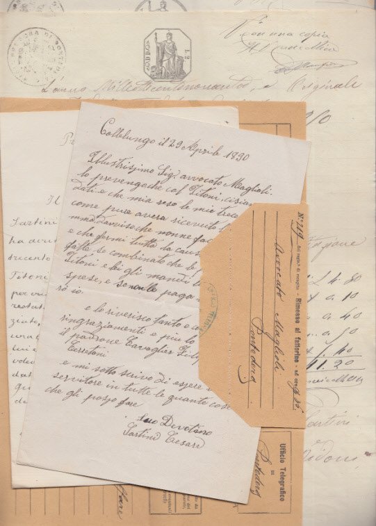 Documentazione Varia Avente Ad Oggetto Una Causa Tra Cesare Sartini …