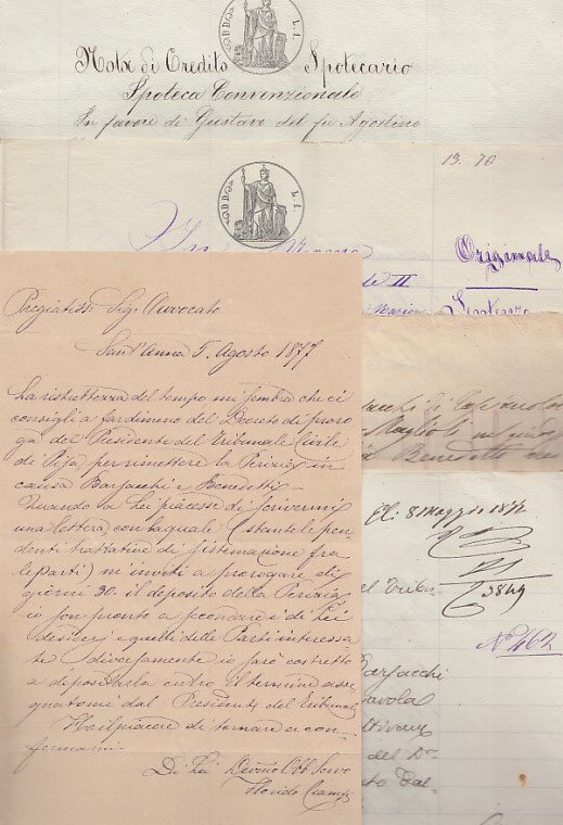 Documenti Manoscritti Aventi Ad Oggetto Una Causa Fra Barsacchi Gustavo …