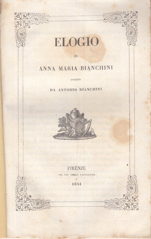 Elogio Di Anna Maria Bianchini Scritti Da Antonio Bianchini