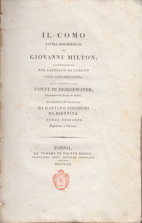 Il Como favola boschereccia di Giovanni Milton