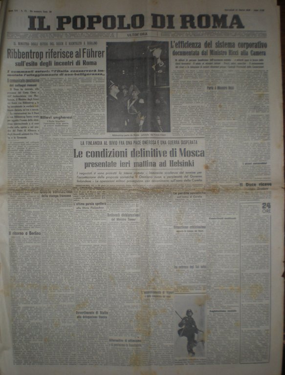 IL POPOLO DI ROMA MERCOLEDì 13 MARZO 1940