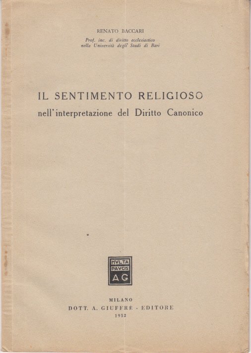 IL SENTIMENTO RELIGIOSO NELL'INTERPRETAZIONE DEL DIRITTO CANONICO