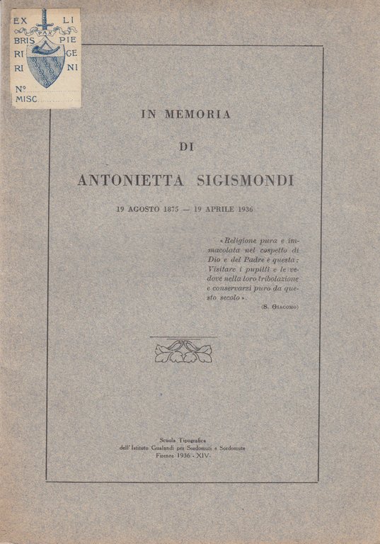 In Memoria Di Antonietta Sigismondi 19 Agosto 1875 - 19 …
