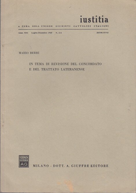 In Tema Di Revisione Del Concordato E Del Trattato Lateranense