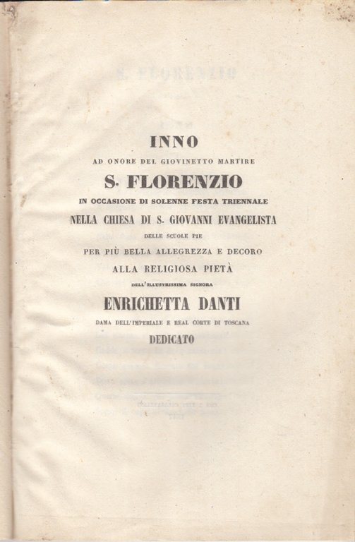 Inno Ad Onore Del Giovinetto Martire S. Florenzio In Occasione …