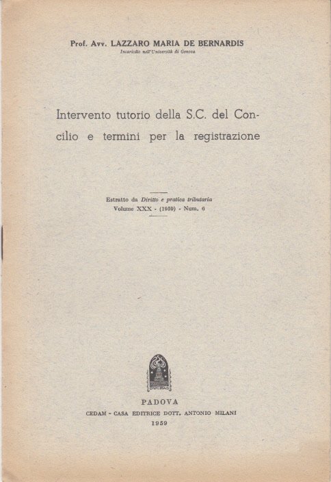 INTERVENTO TUTORIO DELLA S.C. DEL CONCILIO E TERMINI PER LA …