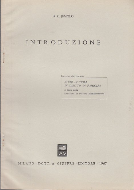 INTRODUZIONE ESTRATTO DA STUDI IN TEMA DI DIRITTO DI FAMIGLIA