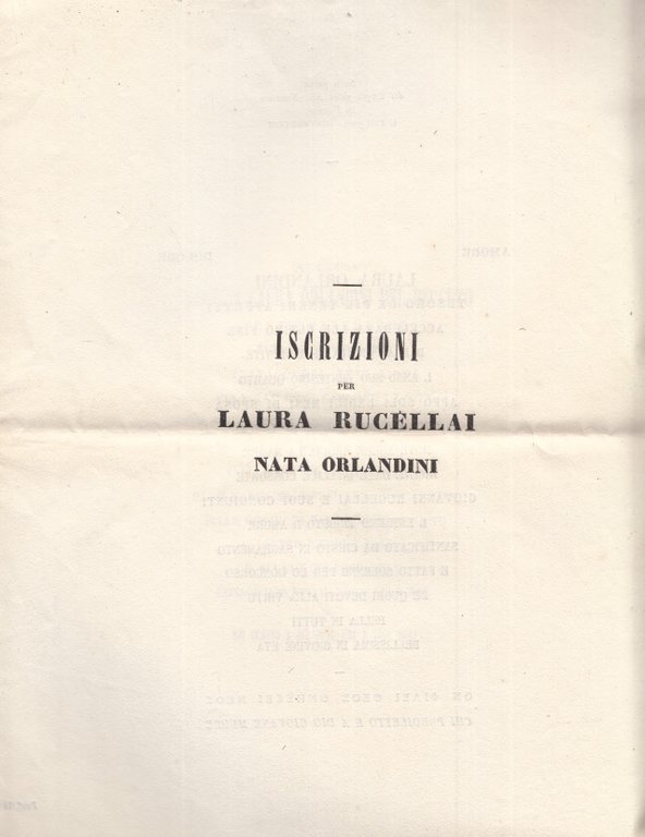 Iscrizioni Per Laura Rucellai Nata Orlandini