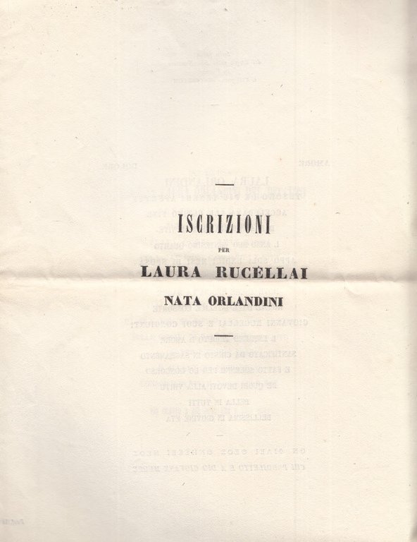 Iscrizioni Per Laura Rucellai Nata Orlandini