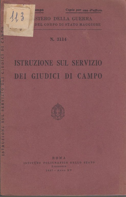 Istruzione sul servizio dei giudici di campo