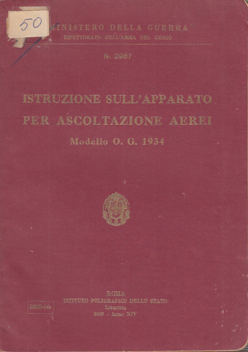 Istruzione sull'apparato per ascoltazione aerei. Modello O.G. 1934