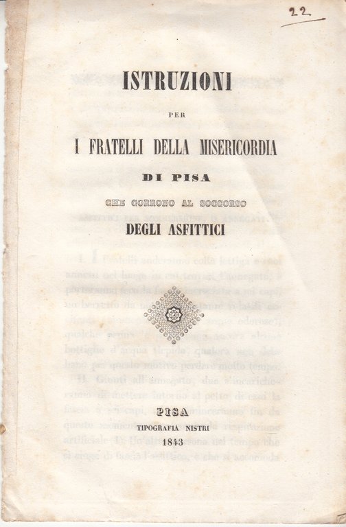 Istruzioni Per I Fratelli Della Misericordia Di Pisa Che Corrono …