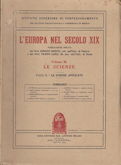 L'europa Nel Secolo Xix Volume Iii Le Scienze Parte I …