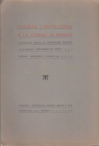 L'italia L'inghilterra E La Guerra Di Domani Conferenza Tenuta Da …