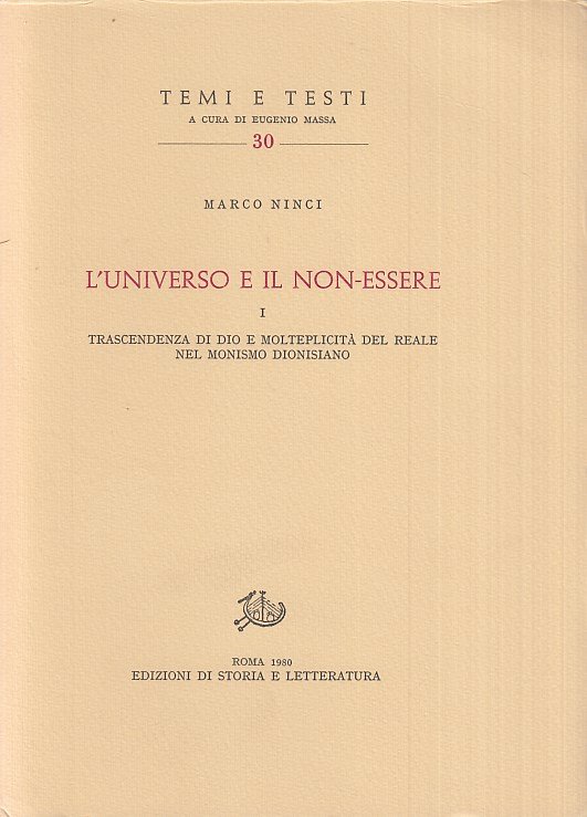 L'universo e il non essere. Trascendenza di Dio e molteplicità …