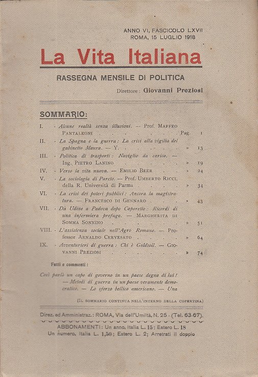 La Vita Italiana Rassegna Mensile Di Politica Interna Estera, Coloniale …