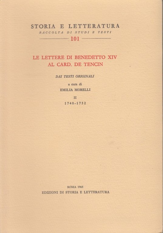 Le lettere di Benedetto XIV al card. de Tencin. Dai …