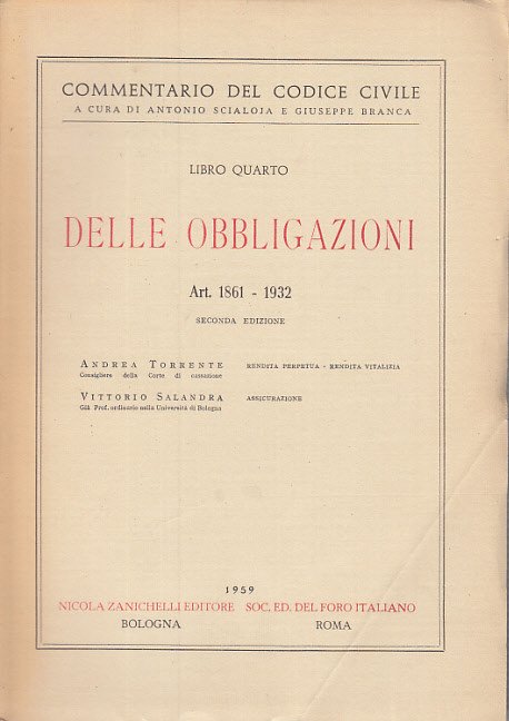 Libro Quarto Delle Obbligazioni Art 1861-1932 Rendita Perpetua - Rendita …