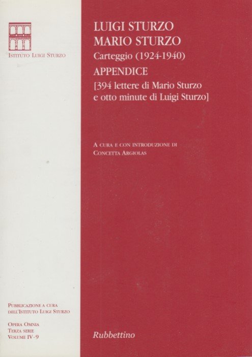 Carteggio (1924-1940). Appendice 394 lettere di Mario Sturzo e otto …