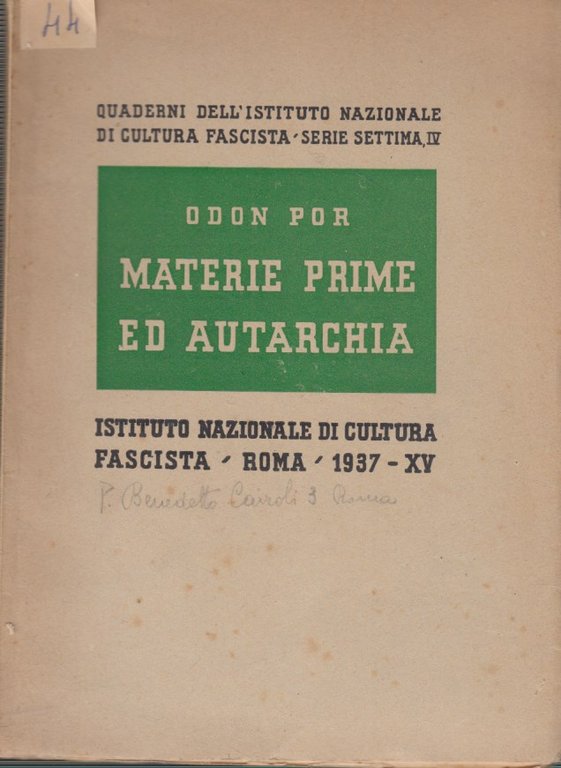 Materie prime ed autarchia