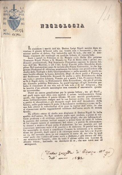 NECROLOGIA DELL'AB. DOTTOR LUIGI RIGOLI