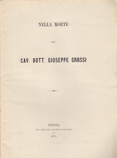 Nella Morte Del Cav. Dott. Giuseppe Grossi