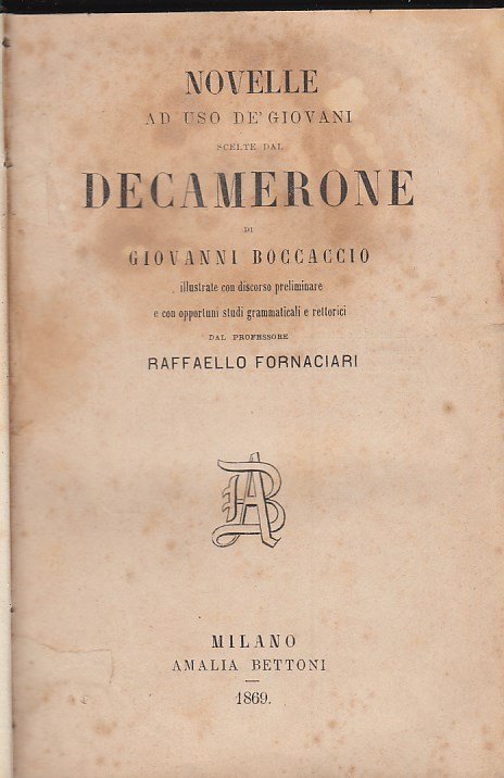 NOVELLE AD USO DE' GIOVANI SCELTE DAL DECAMERONE DI GIOVANNI …