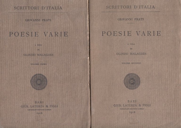Poesie Varie. Volume Primo, Volume secondo
