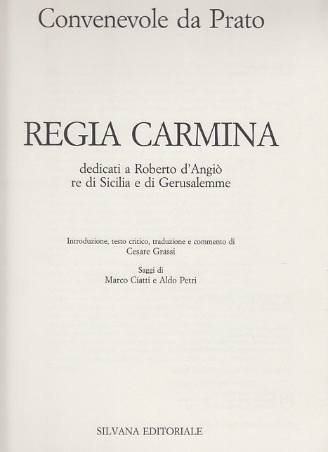 REGIA CARMINA DEDICATI A ROBERTO D'ANGI RE DI SICILIA E …