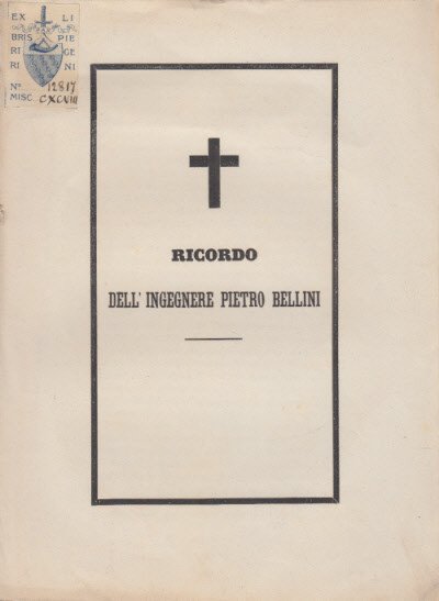 Ricordo Dell'ingegnere Pietro Bellini