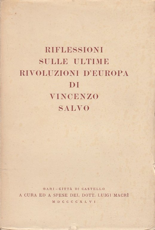 Riflessioni sulle ultime rivoluzioni d'europa di Vincenzo Salvo