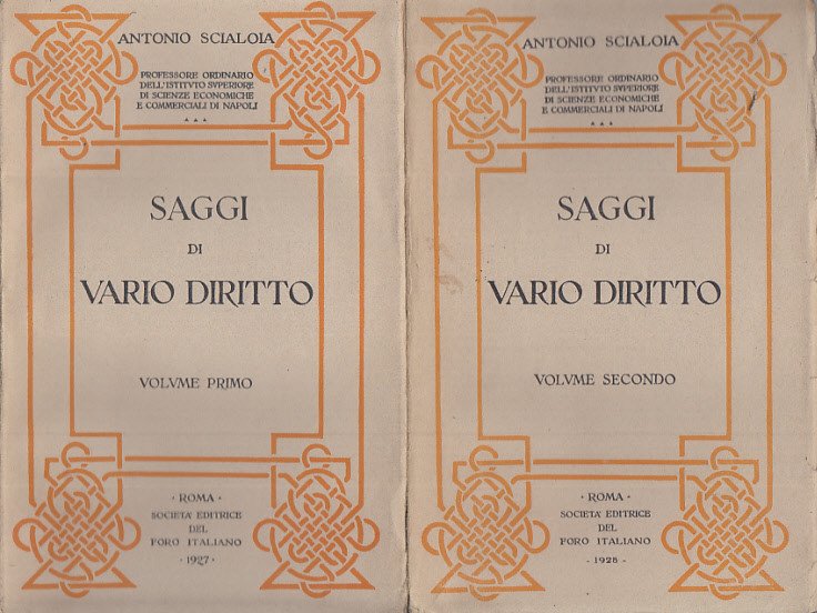 Saggi Di Vario Diritto Volume Primo Volume Secondo