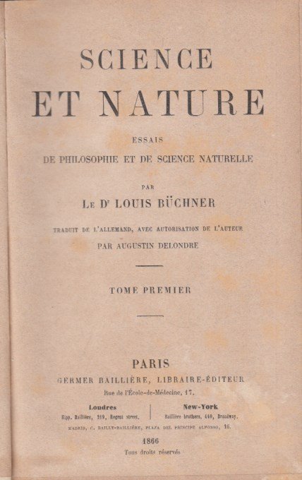 Science et nature essais de philosophie et de science naturelle. …