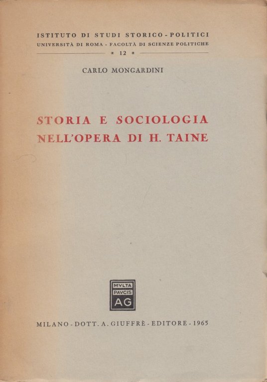 Storia e sociologia nell'opera di H. Taine