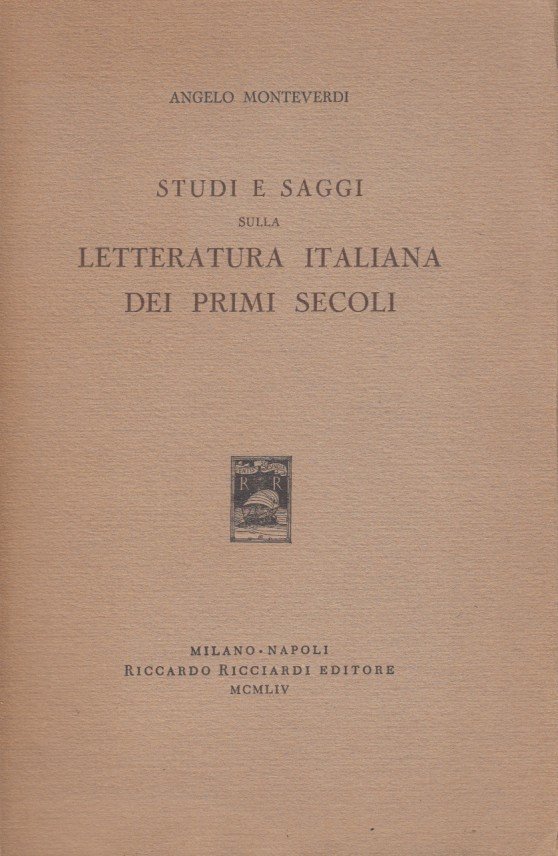 Studi e saggi sulla letteratura italiana dei Primi Secoli | Immagine principale