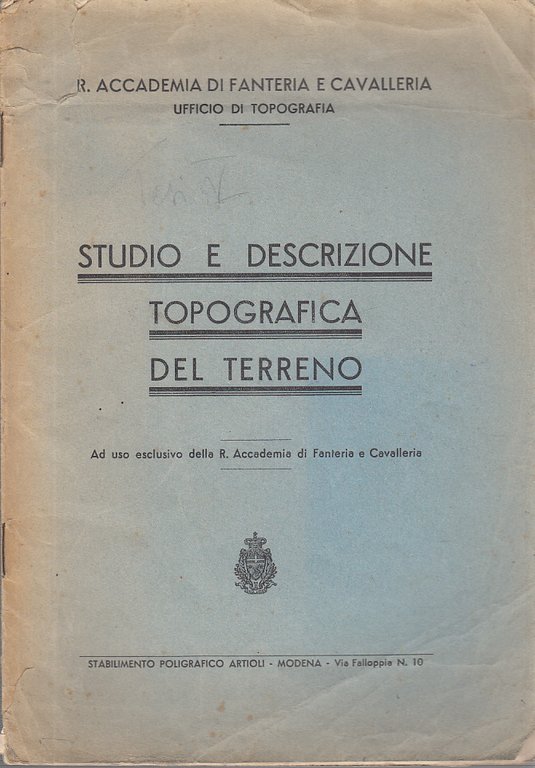 Studio E Descrizione Topografica Del Terreno. Ad Uso Esclusivo Della …