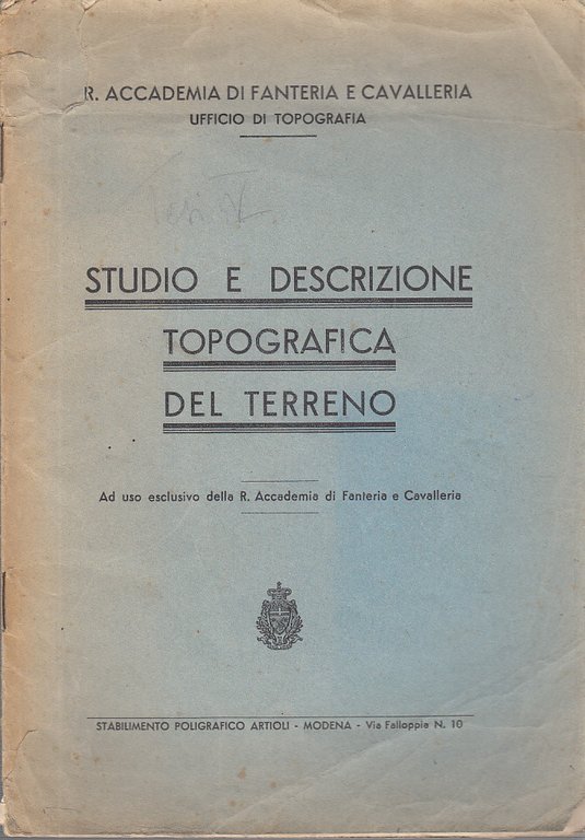Studio E Descrizione Topografica Del Terreno. Ad Uso Esclusivo Della …